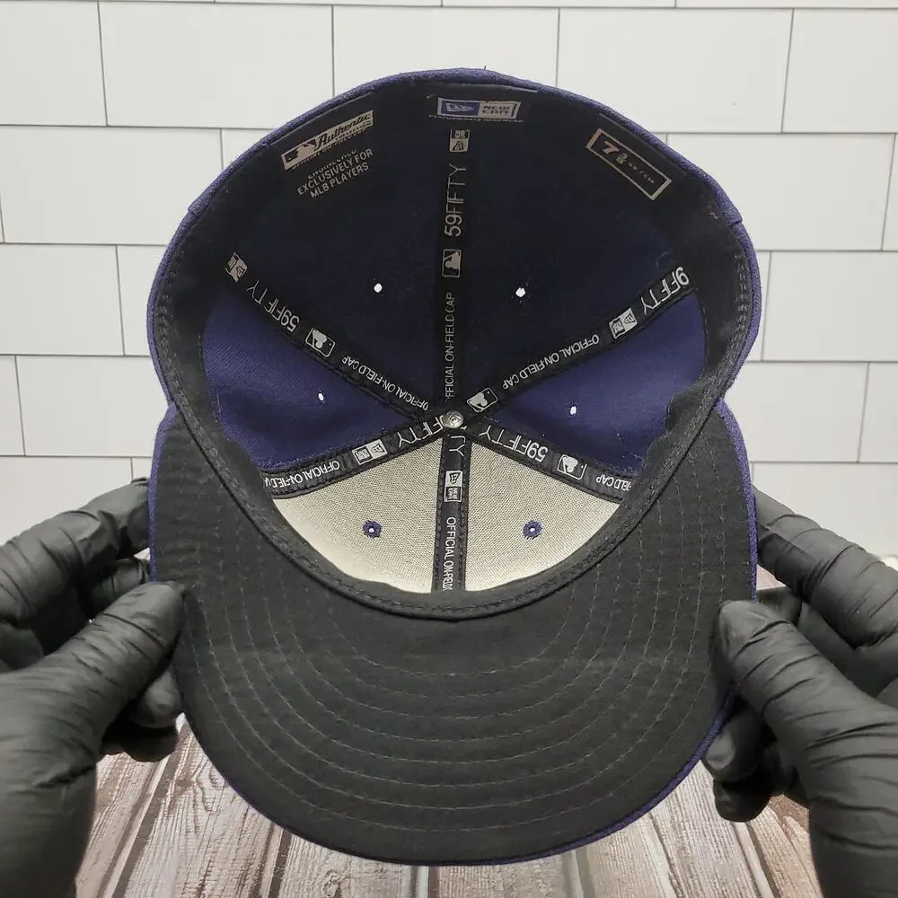 New Era Tampa Bay Rays Authentic On Field Fitted Hat 7 3/8 MLB Navy